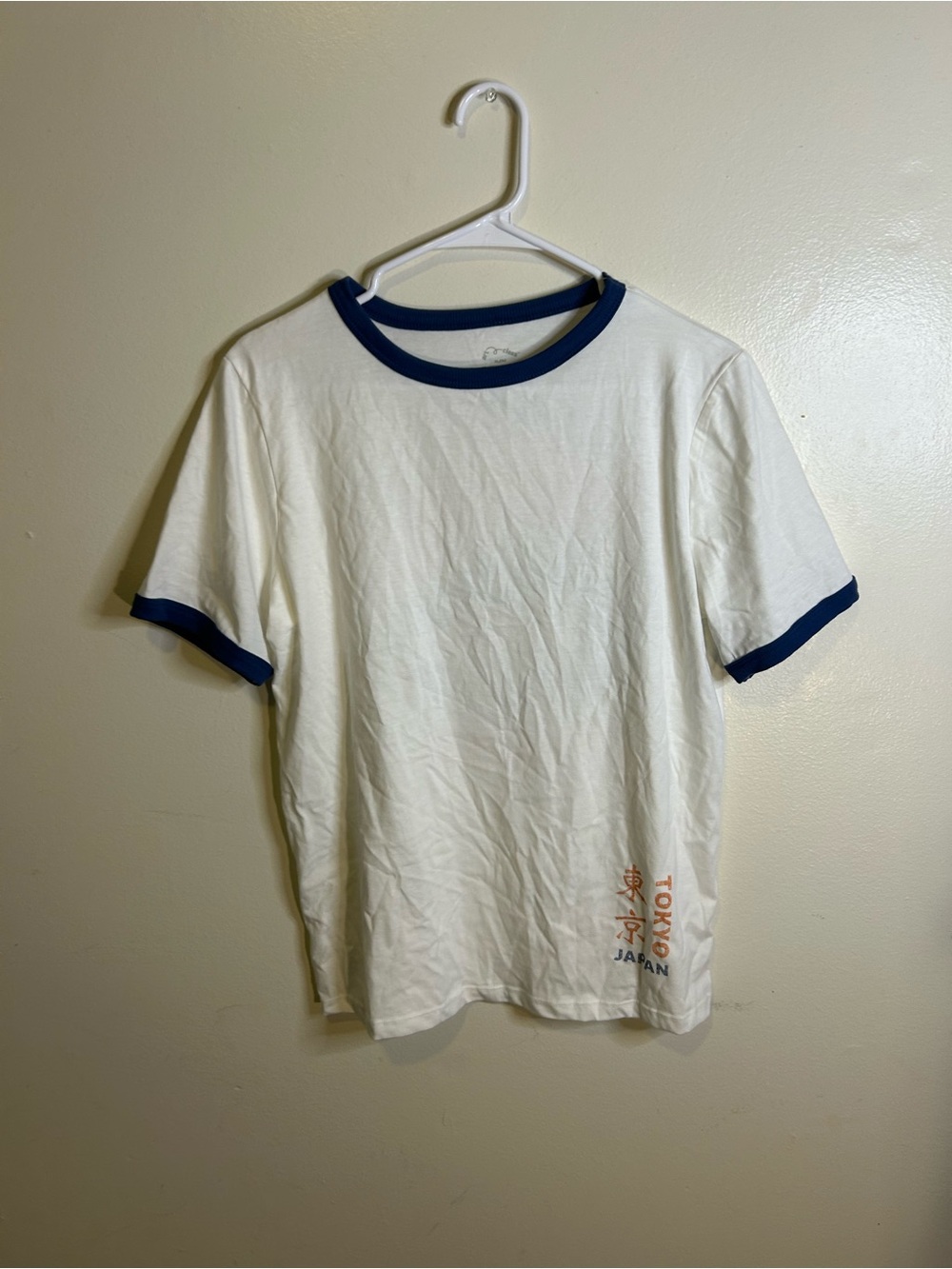 art class White Tee with Navy Ringer Trim and Tokyo Print 18